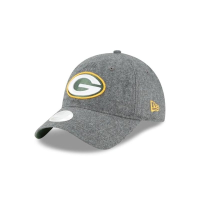 Grey Green Bay Packers Hat - New Era NFL Melton Wool 9TWENTY Adjustable Caps USA5823461